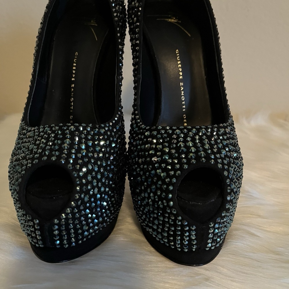 Giuseppe Zanotti Sharon Peep Toe Platform Pumps Sz 37 (US 7) Crystal Rhinestone - Picture 5 of 16